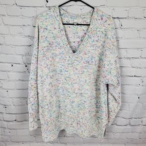 Seven 7 Multicolor Chenille V Neck Sweater Sz XXL